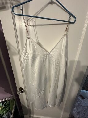 Missguided White Satin Mini Dress with Gold Chain Straps
